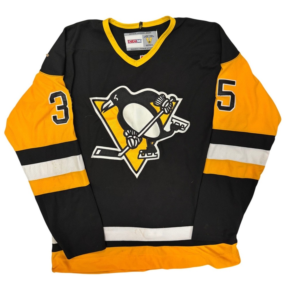 CCM Vintage Pittsburgh Penguins Tom Barrasso 35 Hockey Jersey Mens 54 Black